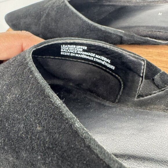 Leith‎ Black Pointed-Toe Slip-On Suede Leather Mules Flats Shoes Womens Size 6 - Picture 5 of 7